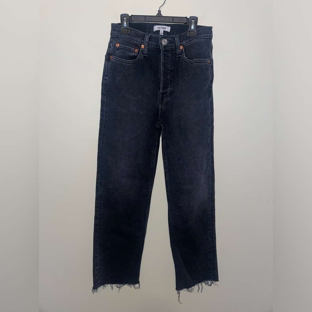 Re/Done 70s Stove Pipe High Waisted Black Jeans Size 24 - Picture 4 of 8